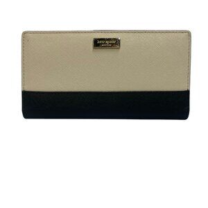 Kate Spade New York Laurel Way Stacy Saffiano Leather Wallet-Black & Warm Beige